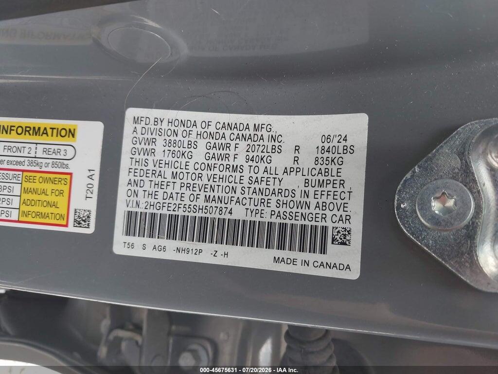 2HGFE2F55SH507874 2025 HONDA CIVIC photo no. 4