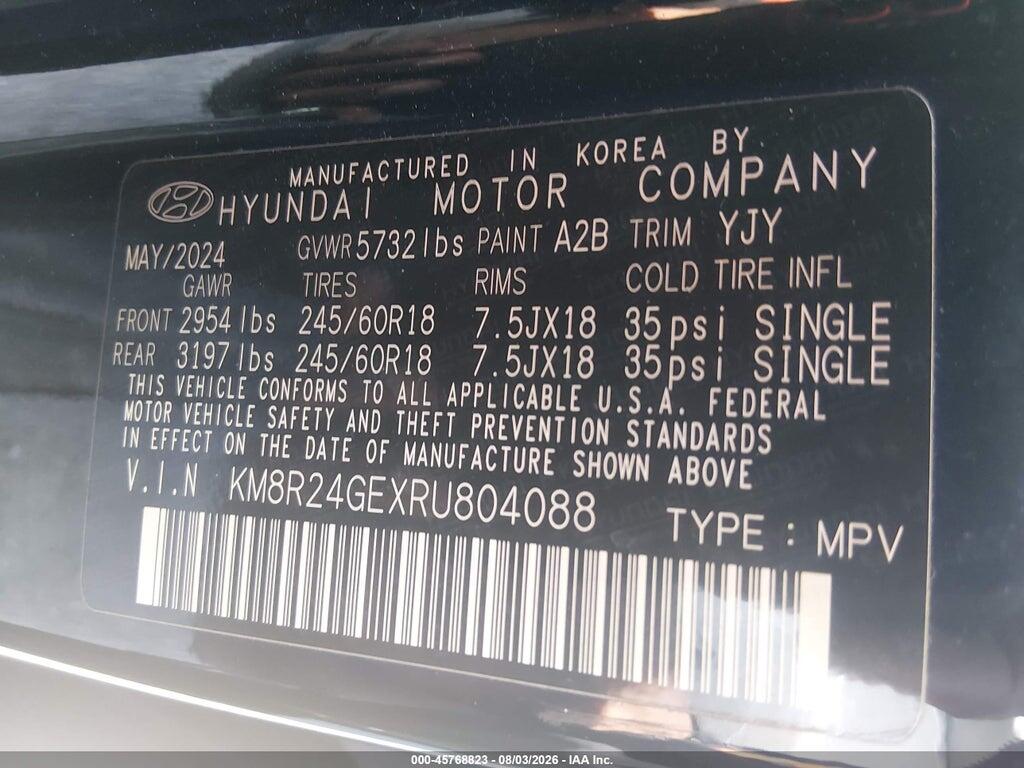 KM8R24GEXRU804088 2024 HYUNDAI PALISADE photo no. 9