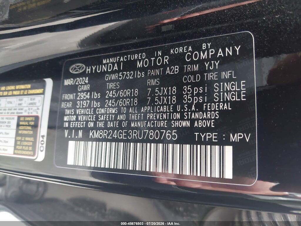 KM8R24GE3RU780765 2024 HYUNDAI PALISADE photo no. 9