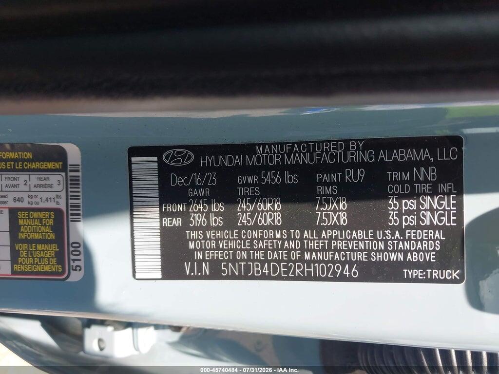 5NTJB4DE2RH102946 2024 HYUNDAI SANTA CRUZ photo no. 9