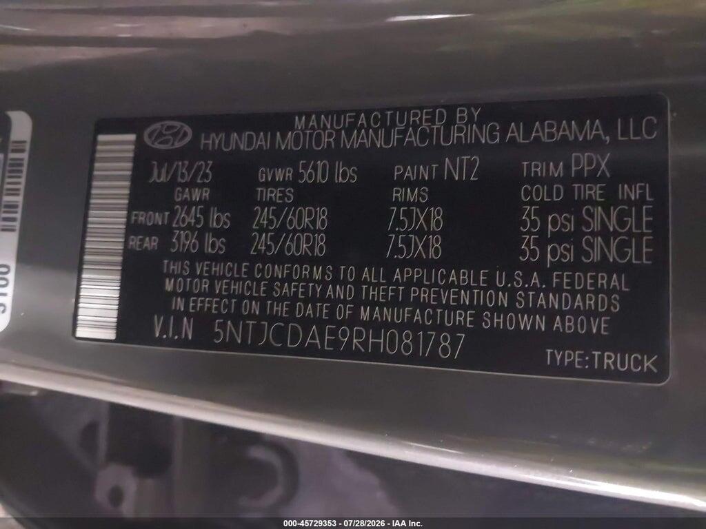 5NTJCDAE9RH081787 2024 HYUNDAI SANTA CRUZ photo no. 9