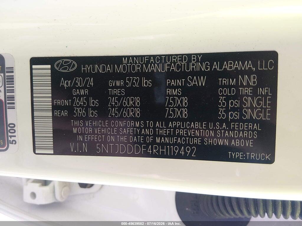 5NTJDDDF4RH119492 2024 HYUNDAI SANTA CRUZ photo no. 9
