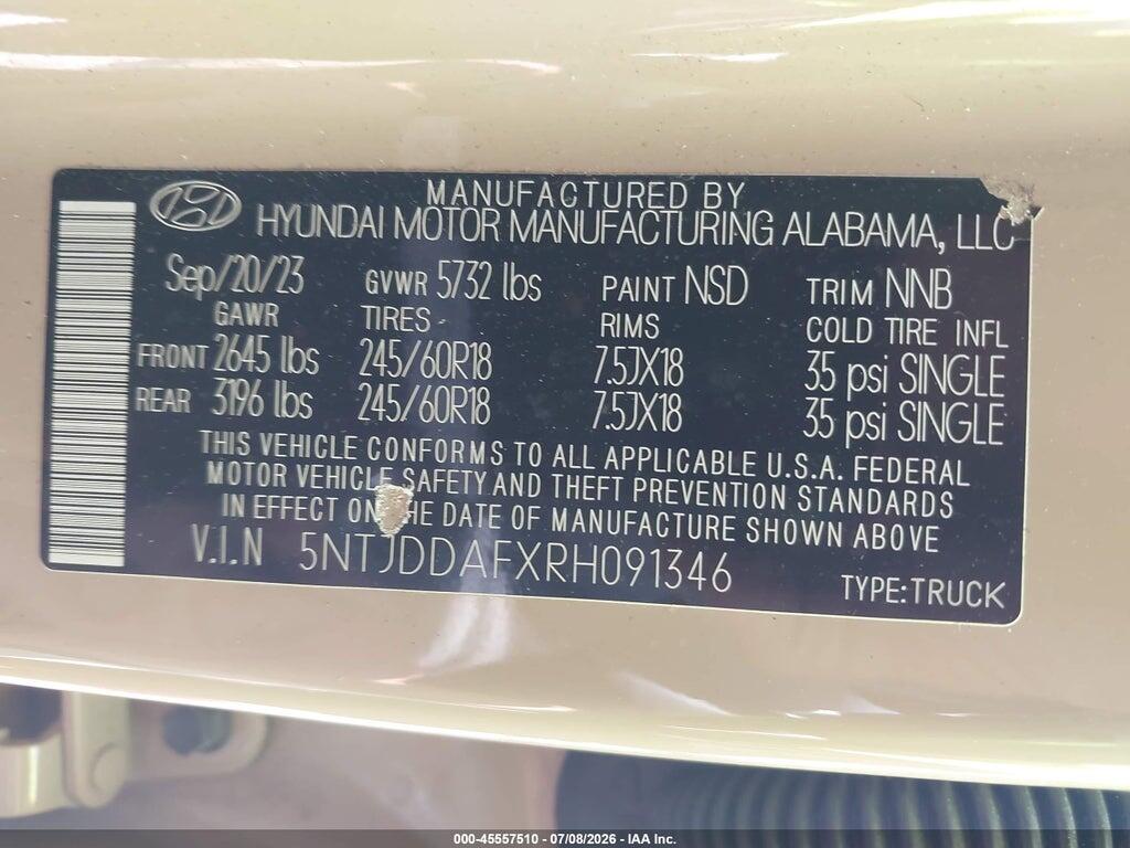 5NTJDDAFXRH091346 2024 HYUNDAI SANTA CRUZ photo no. 9