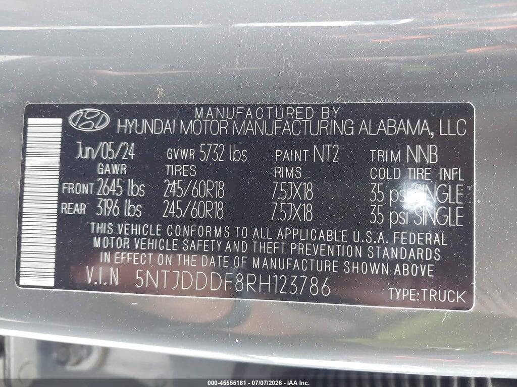 5NTJDDDF8RH123786 2024 HYUNDAI SANTA CRUZ photo no. 9
