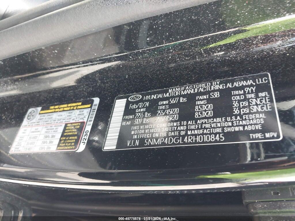 5NMP4DGL4RH010845 2024 HYUNDAI SANTA FE photo no. 9