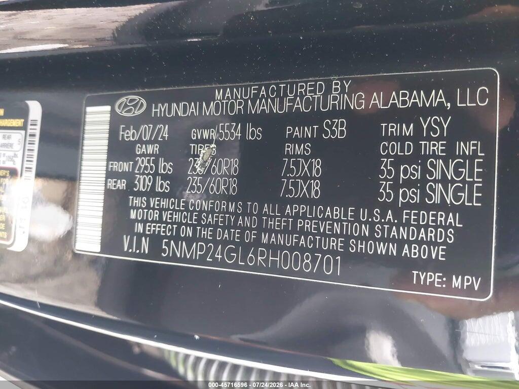 5NMP24GL6RH008701 2024 HYUNDAI SANTA FE photo no. 9