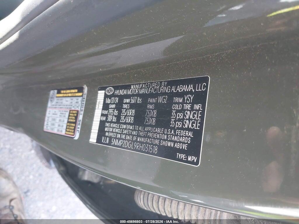 5NMP2DGL9RH031518 2024 HYUNDAI SANTA FE photo no. 9