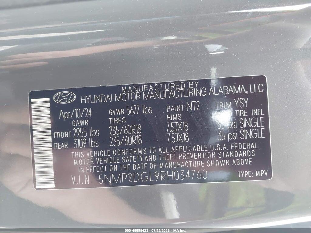 5NMP2DGL9RH034760 2024 HYUNDAI SANTA FE photo no. 9