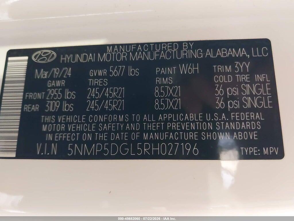 5NMP5DGL5RH027196 2024 HYUNDAI SANTA FE photo no. 9
