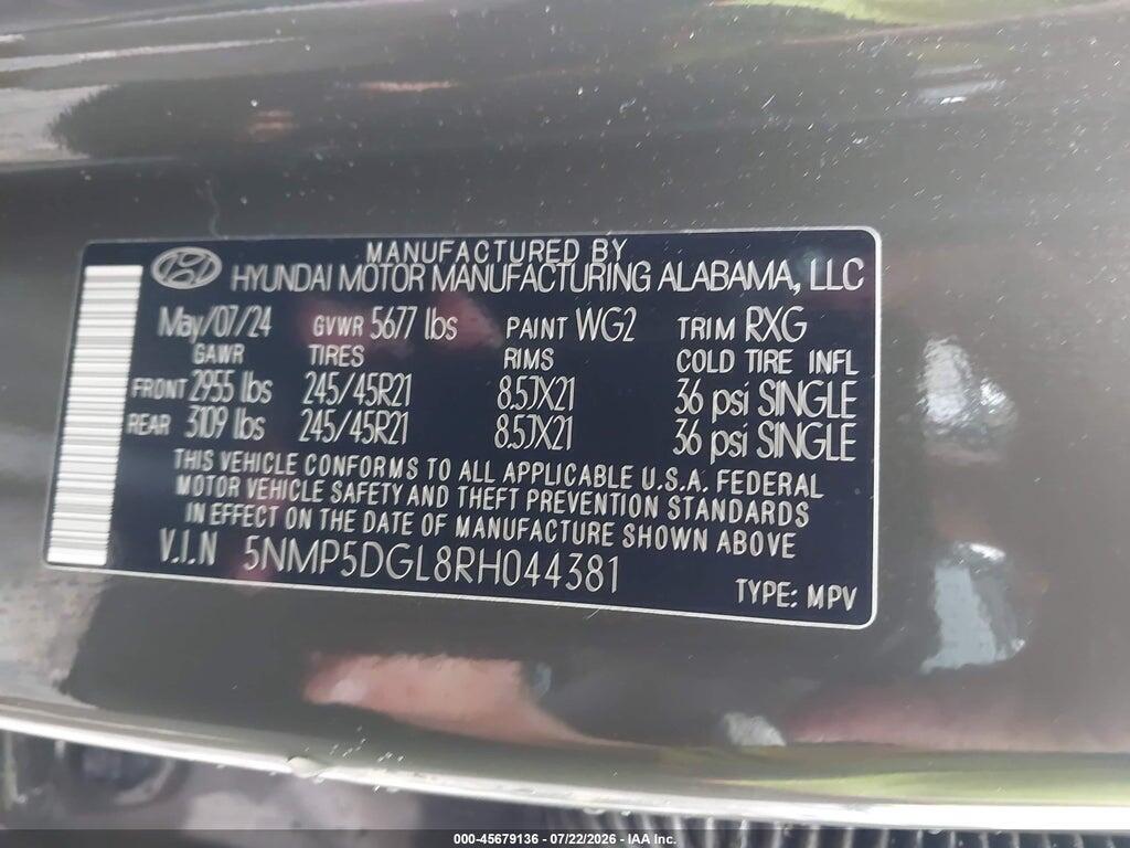 5NMP5DGL8RH044381 2024 HYUNDAI SANTA FE photo no. 9