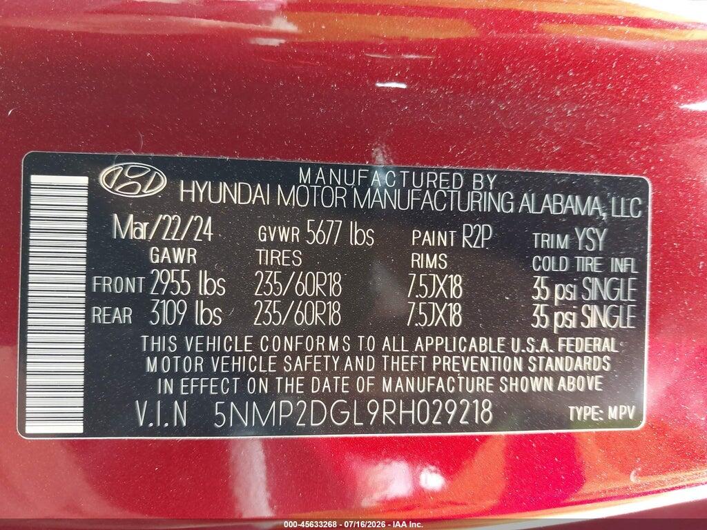 5NMP2DGL9RH029218 2024 HYUNDAI SANTA FE photo no. 9