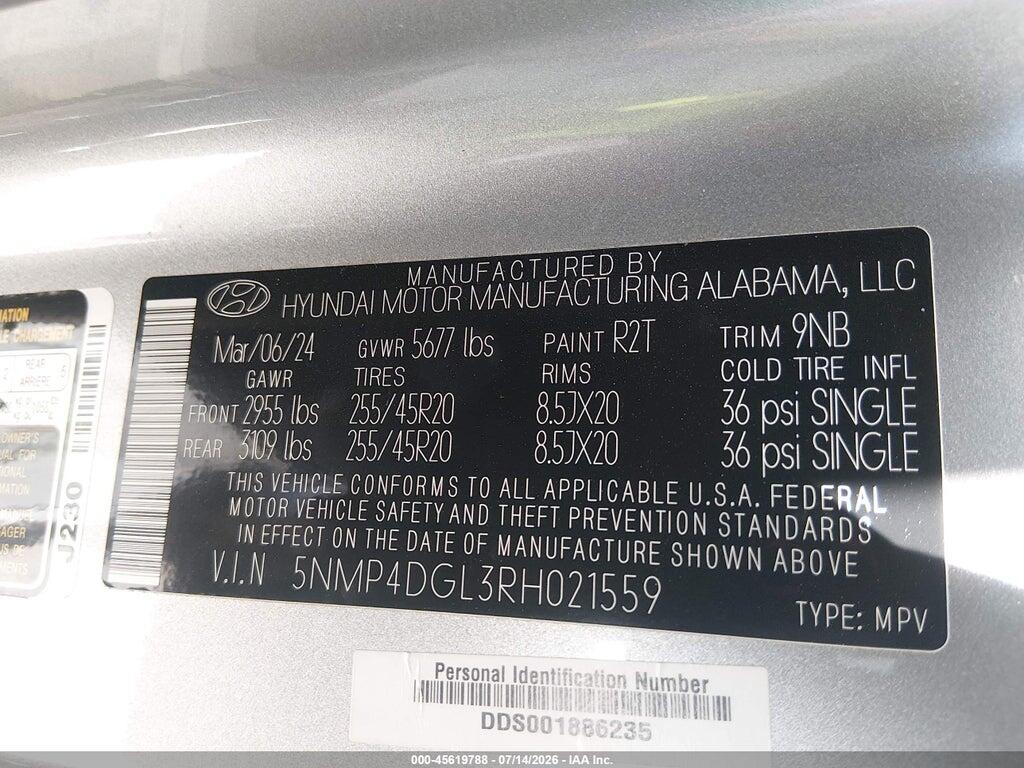 5NMP4DGL3RH021559 2024 HYUNDAI SANTA FE photo no. 9