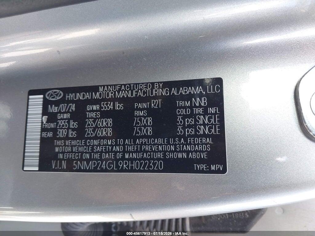 5NMP24GL9RH022320 2024 HYUNDAI SANTA FE photo no. 9