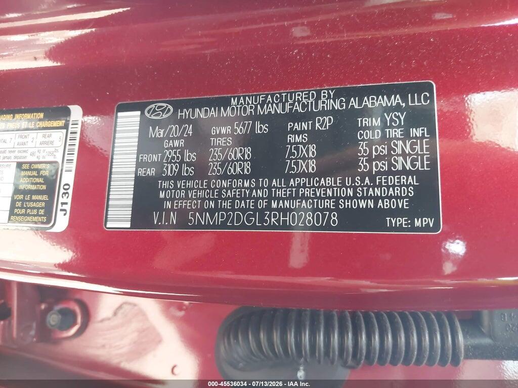 5NMP2DGL3RH028078 2024 HYUNDAI SANTA FE photo no. 9