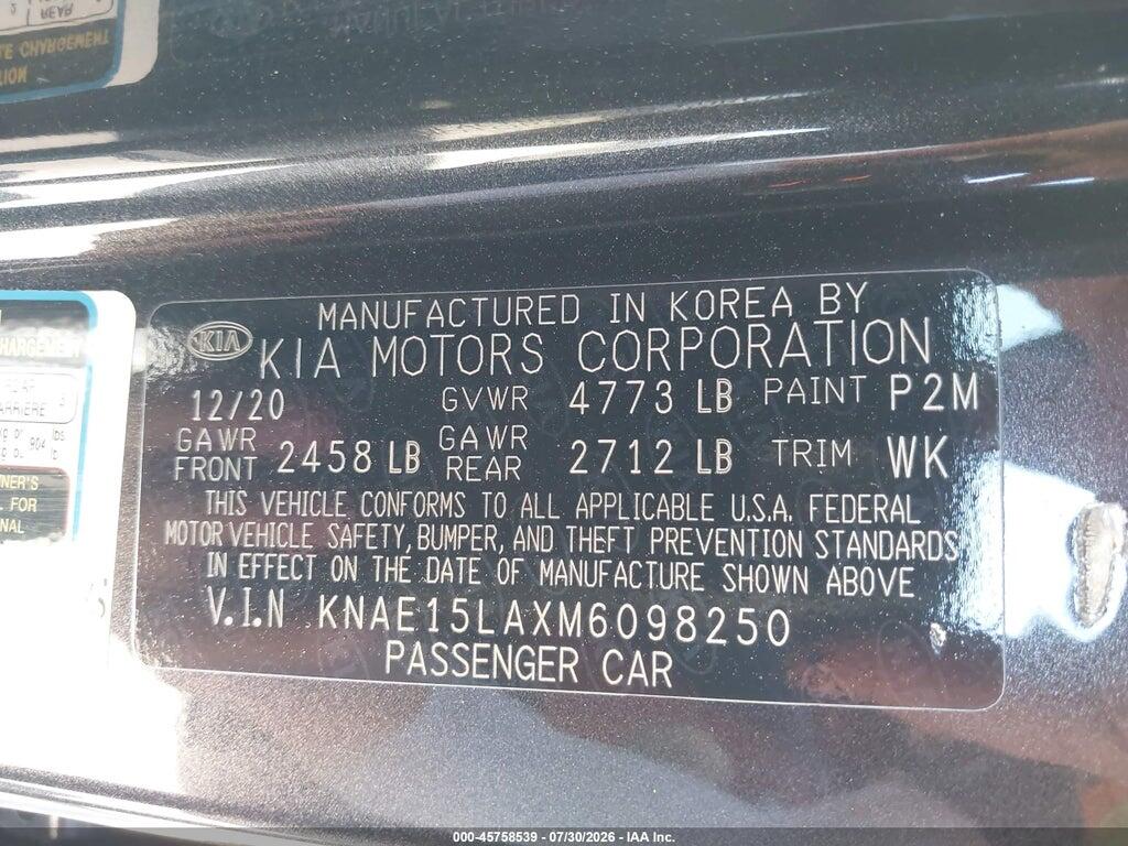 KNAE15LAXM6098250 2021 KIA STINGER photo no. 9