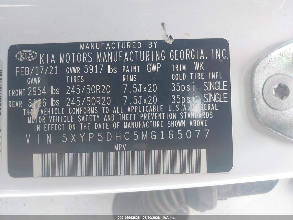 5XYP5DHC5MG165077 2021 KIA TELLURIDE photo no. 9
