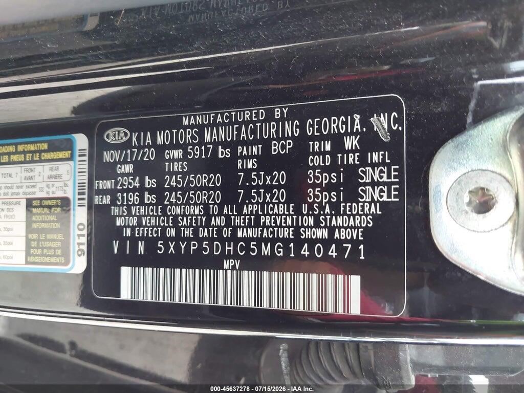 5XYP5DHC5MG140471 2021 KIA TELLURIDE photo no. 9