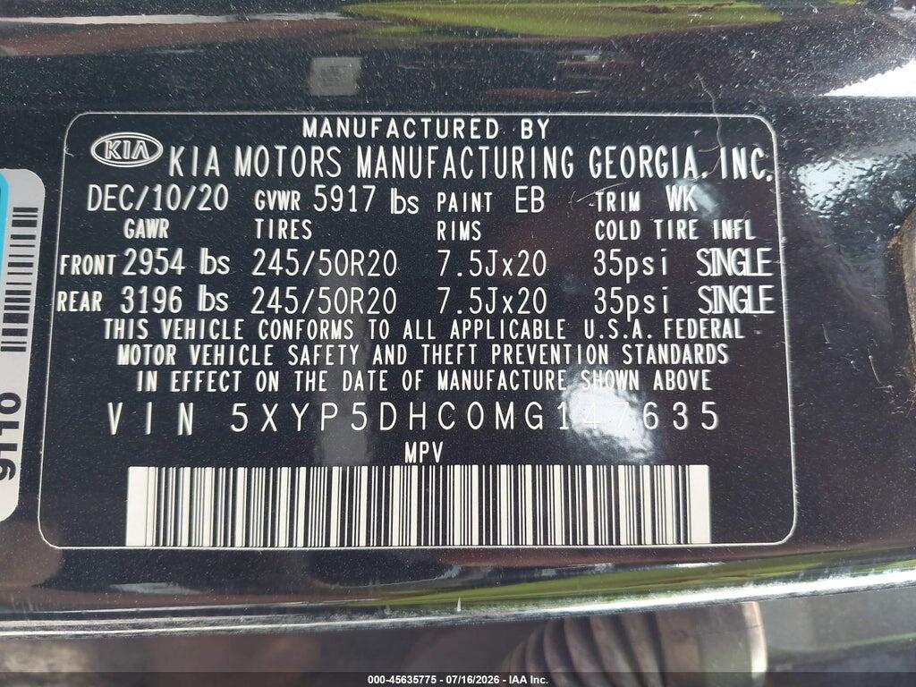 5XYP5DHC0MG147635 2021 KIA TELLURIDE photo no. 9