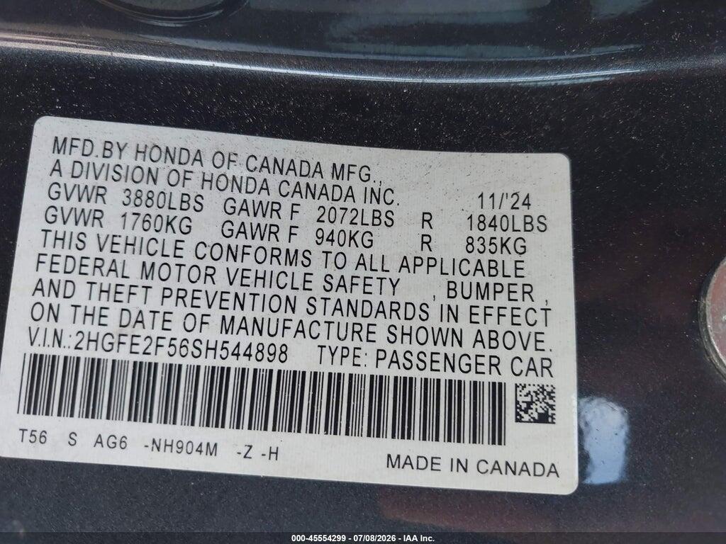 2HGFE2F56SH544898 2025 HONDA CIVIC photo no. 9