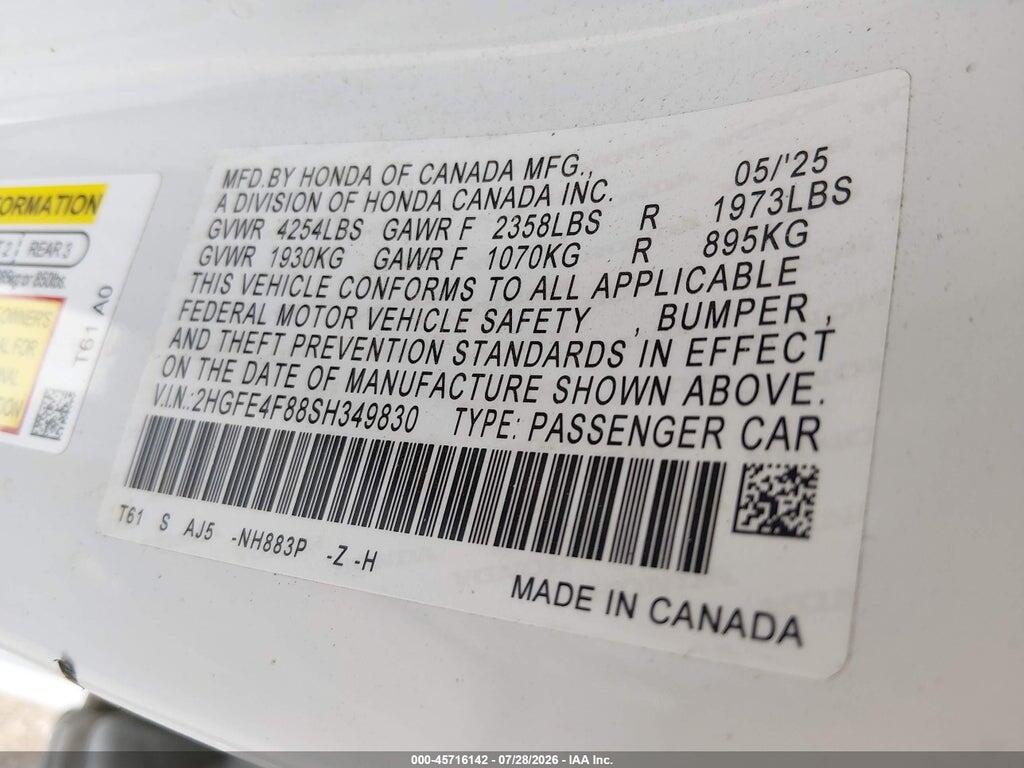 2HGFE4F88SH349830 2025 HONDA CIVIC HYBRID photo no. 9