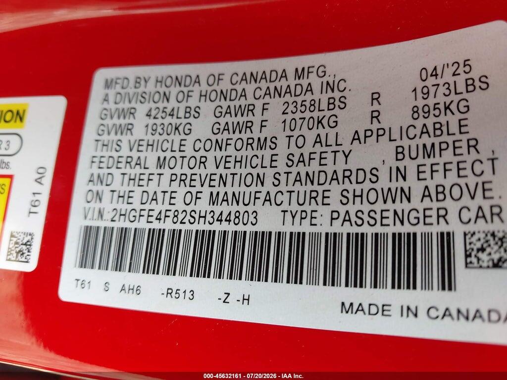 2HGFE4F82SH344803 2025 HONDA CIVIC HYBRID photo no. 9