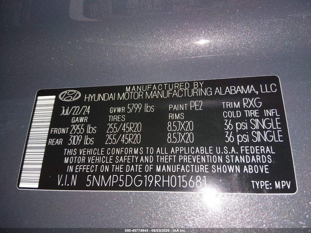 5NMP5DG19RH015681 2024 HYUNDAI SANTA FE HYBRID photo no. 9
