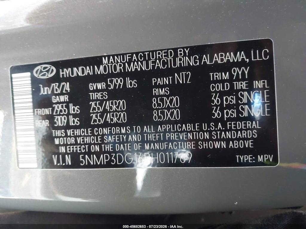 5NMP3DG16RH011769 2024 HYUNDAI SANTA FE HYBRID photo no. 9