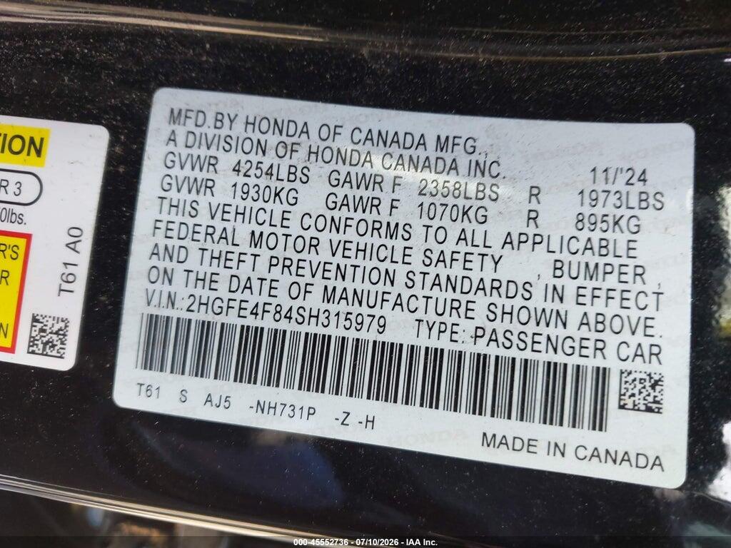 2HGFE4F84SH315979 2025 HONDA CIVIC HYBRID photo no. 9