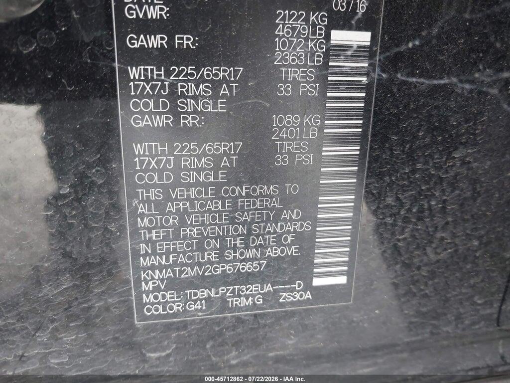 KNMAT2MV2GP676657 2016 NISSAN ROGUE photo no. 9
