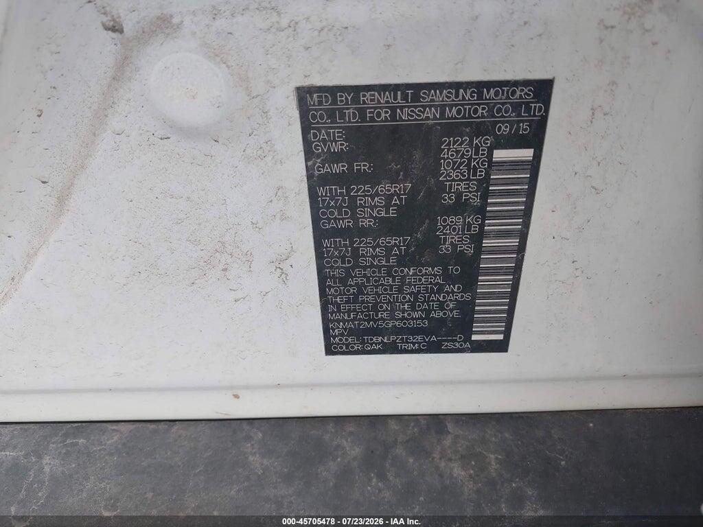 KNMAT2MV5GP603153 2016 NISSAN ROGUE photo no. 9