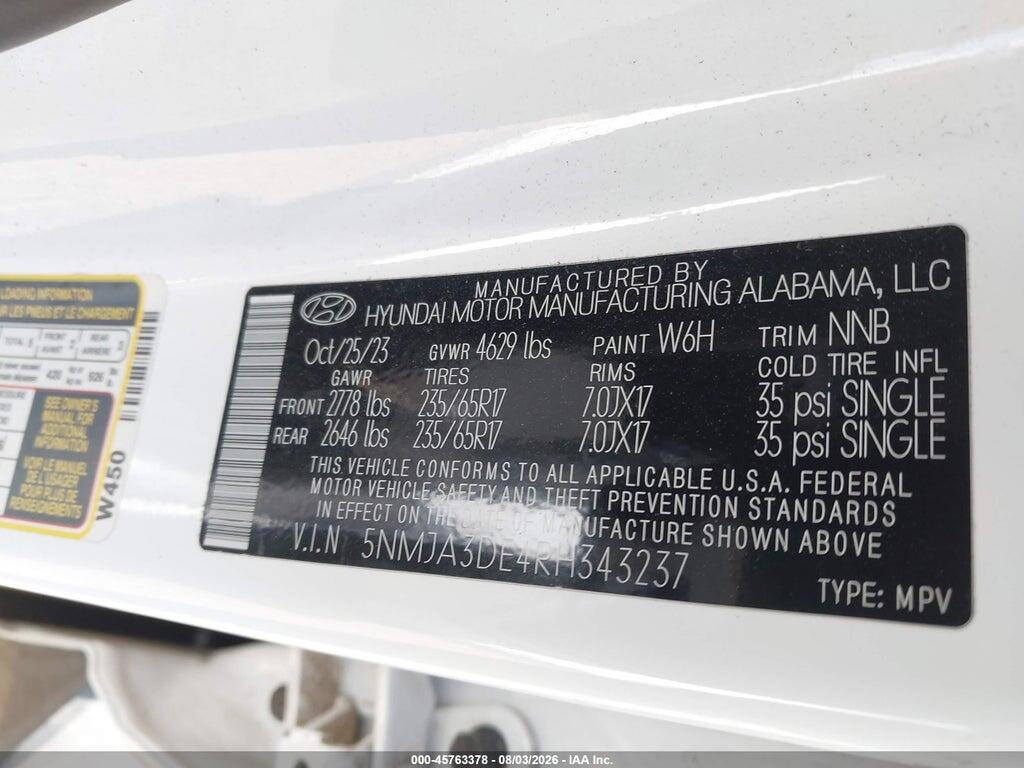 5NMJA3DE4RH343237 2024 HYUNDAI TUCSON photo no. 9