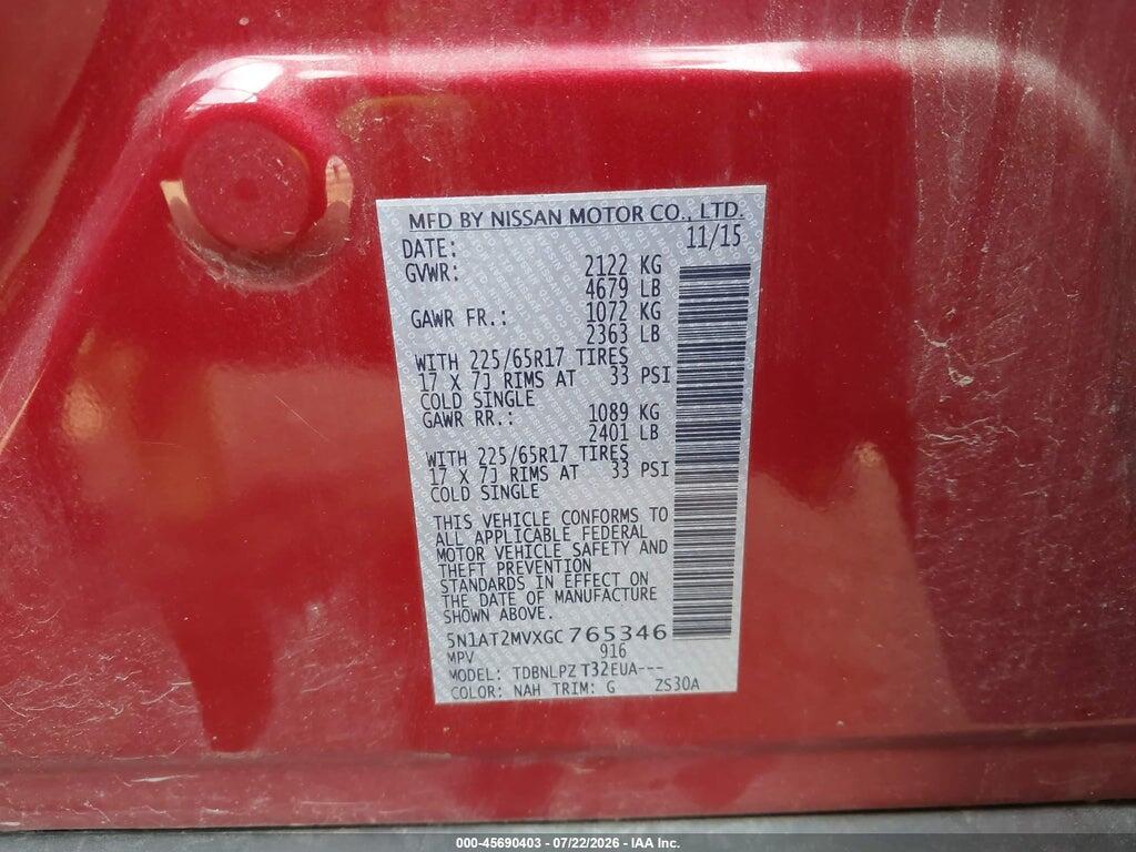 5N1AT2MVXGC765346 2016 NISSAN ROGUE photo no. 9