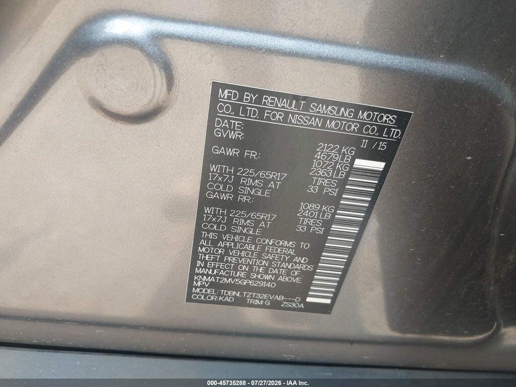 KNMAT2MV5GP629140 2016 NISSAN ROGUE photo no. 9