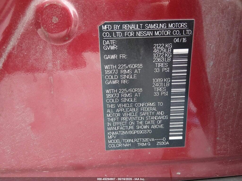 KNMAT2MV8GP690370 2016 NISSAN ROGUE photo no. 9