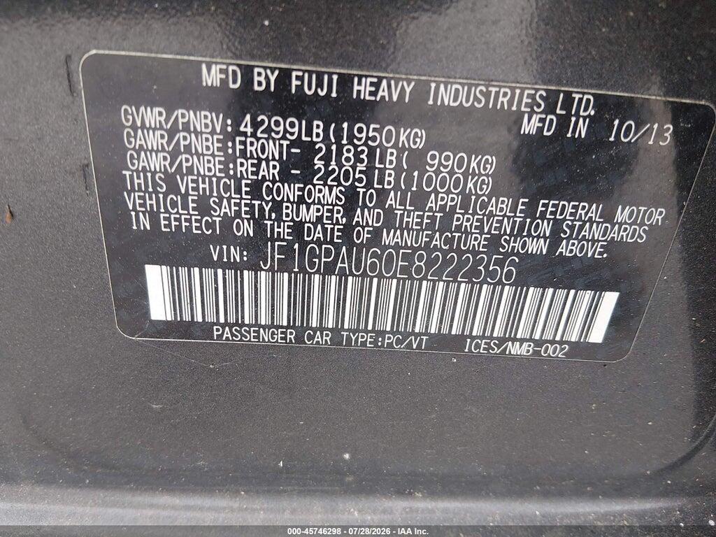 JF1GPAU60E8222356 2014 SUBARU IMPREZA photo no. 9