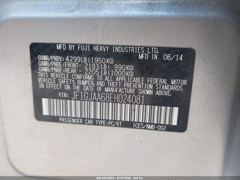 JF1GJAA68EH024081 2014 SUBARU IMPREZA photo no. 9
