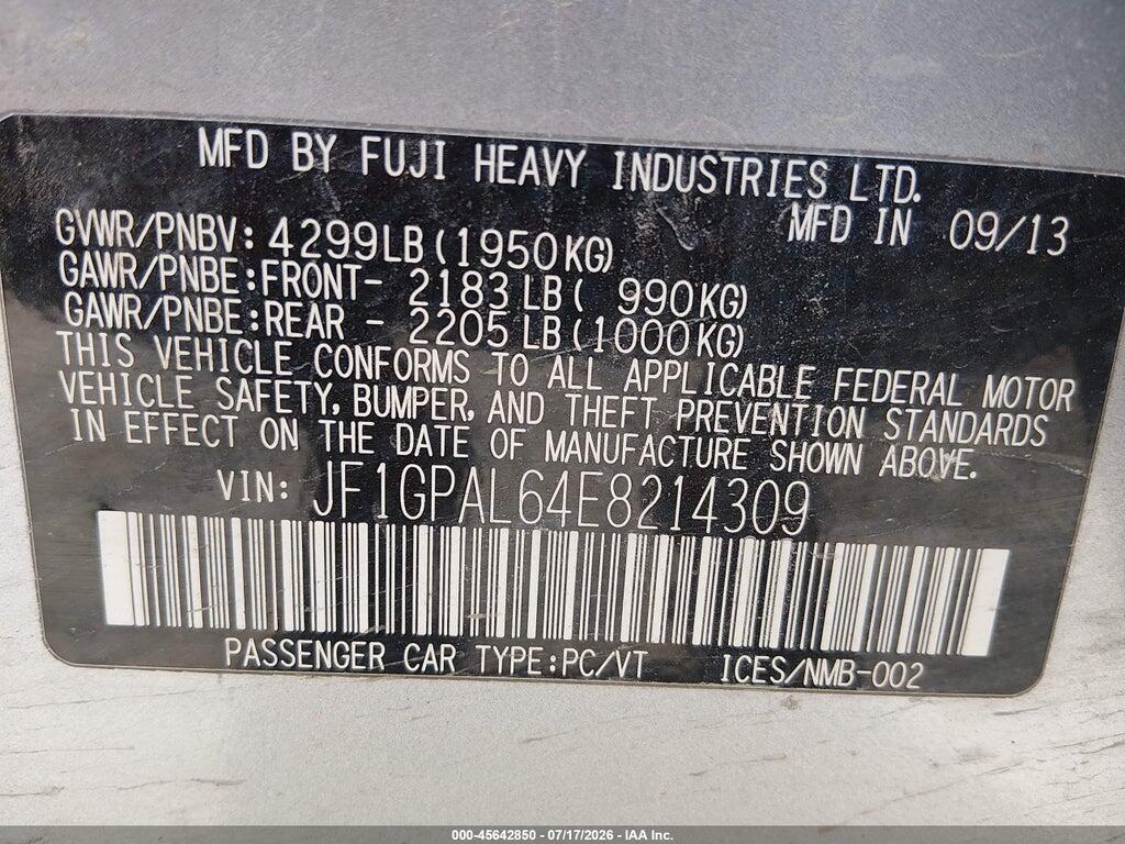 JF1GPAL64E8214309 2014 SUBARU IMPREZA photo no. 9