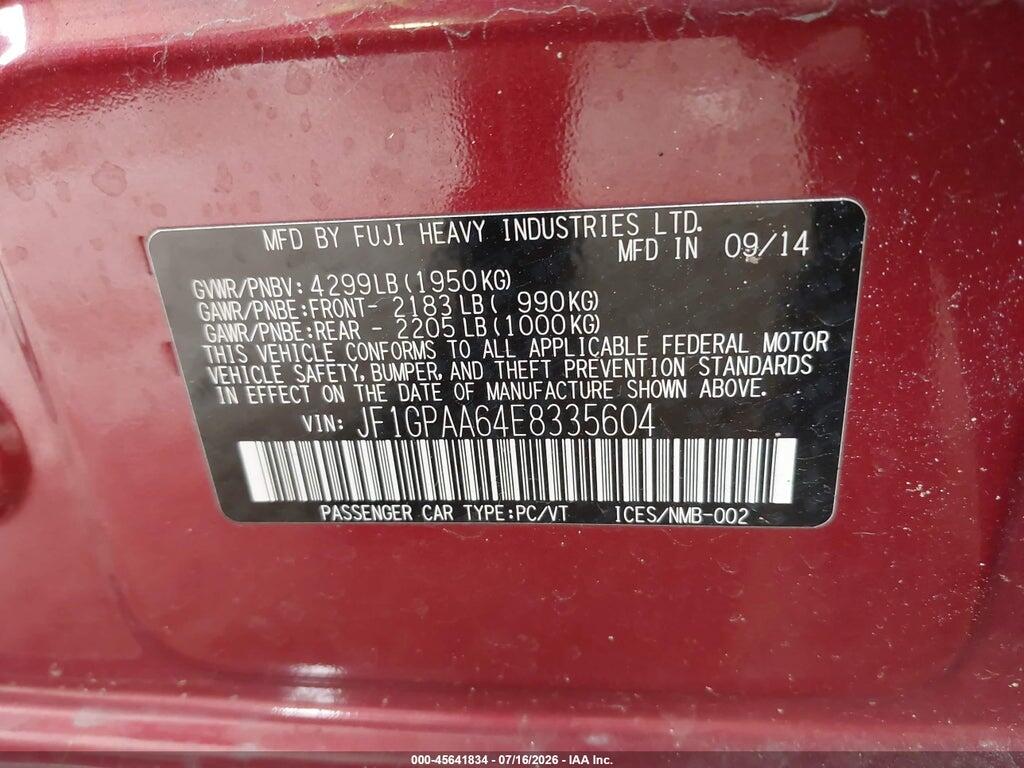 JF1GPAA64E8335604 2014 SUBARU IMPREZA photo no. 9