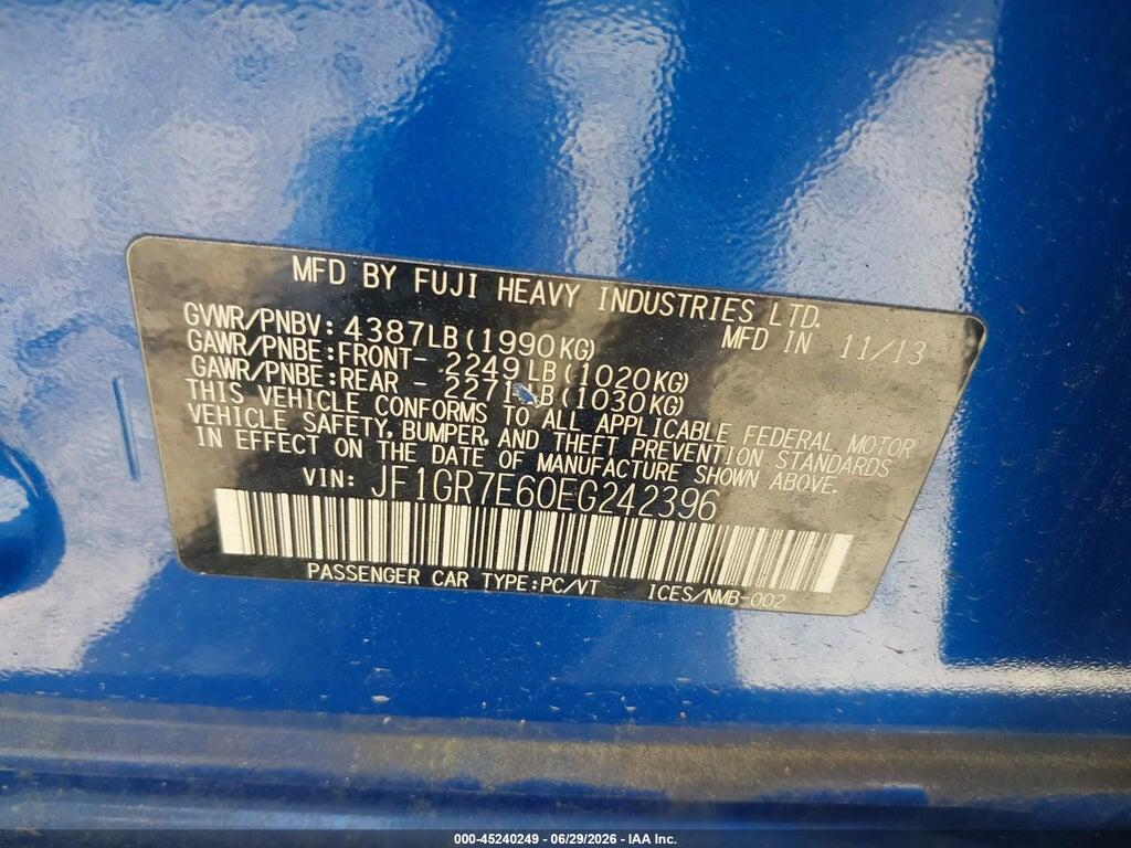 JF1GR7E60EG242396 2014 SUBARU IMPREZA WRX photo no. 9