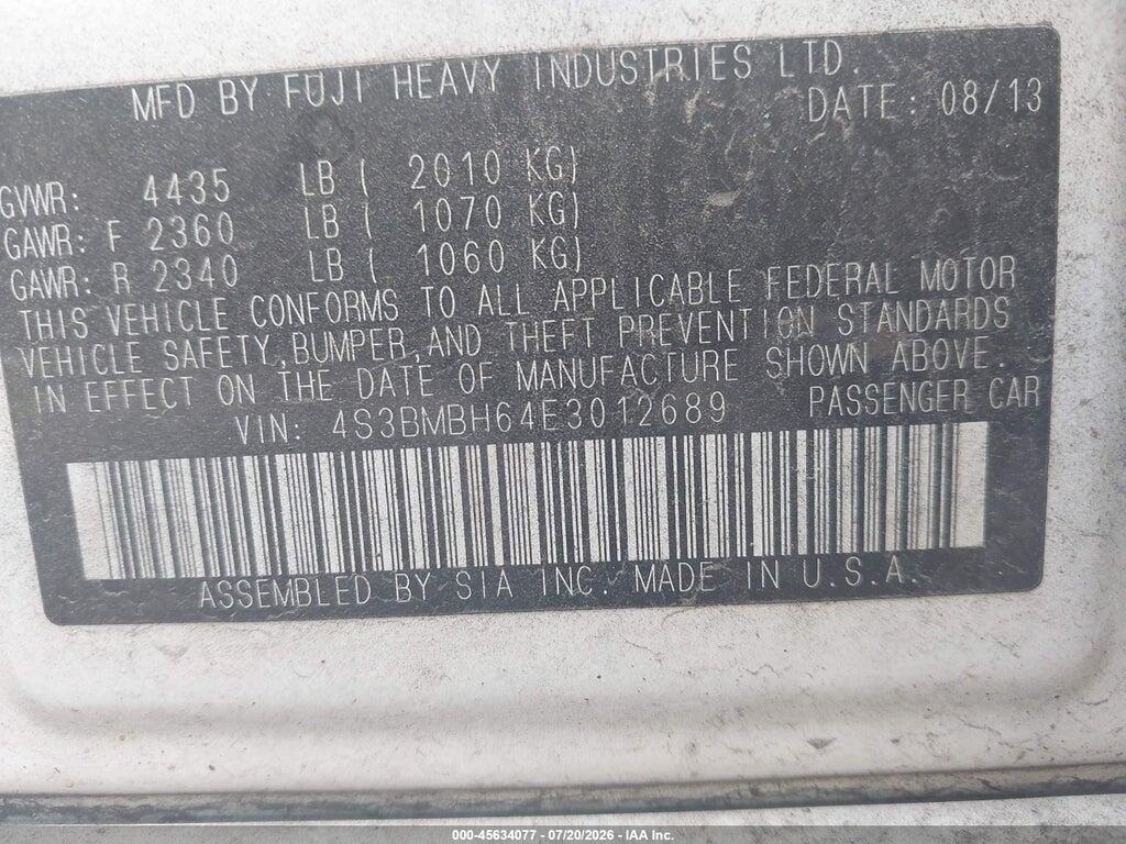 4S3BMBH64E3012689 2014 SUBARU LEGACY photo no. 9