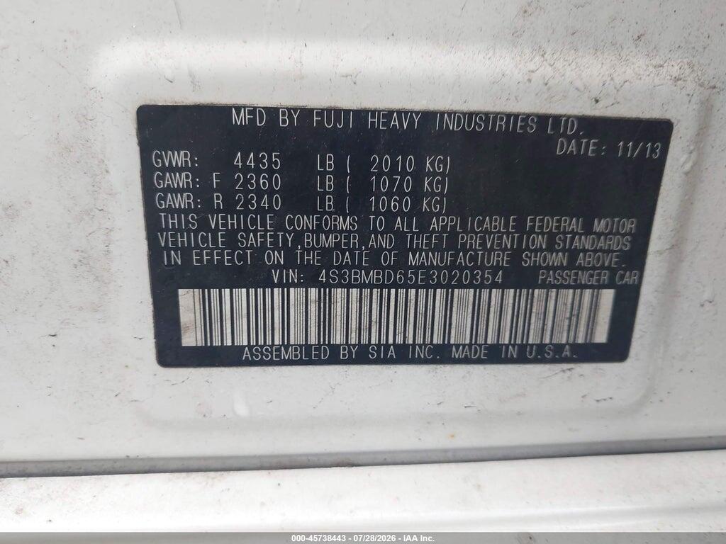 4S3BMBD65E3020354 2014 SUBARU LEGACY photo no. 9