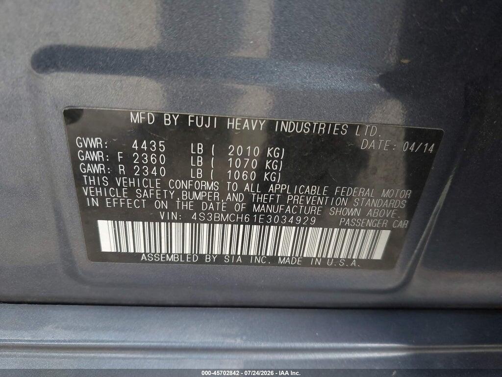 4S3BMCH61E3034929 2014 SUBARU LEGACY photo no. 9