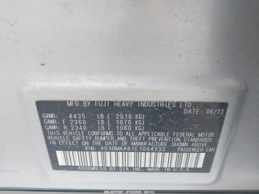 4S3BMAA67E1004733 2014 SUBARU LEGACY photo no. 9