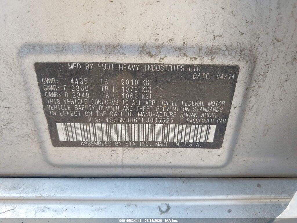 4S3BMBD61E3035529 2014 SUBARU LEGACY photo no. 9
