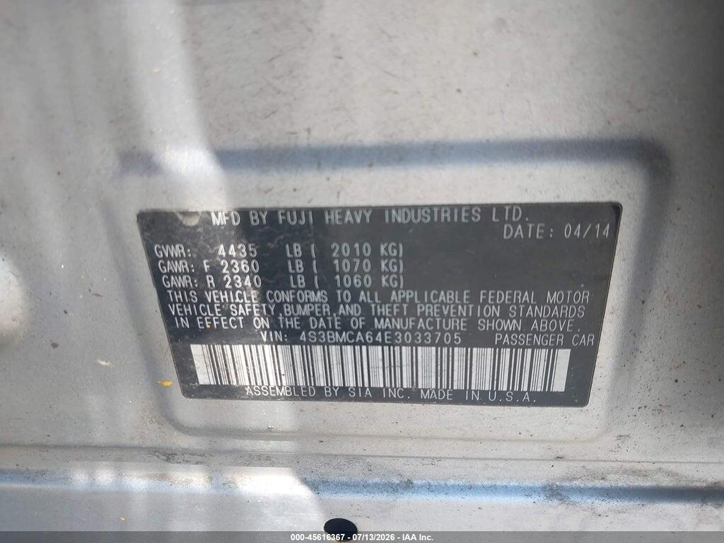 4S3BMCA64E3033705 2014 SUBARU LEGACY photo no. 9