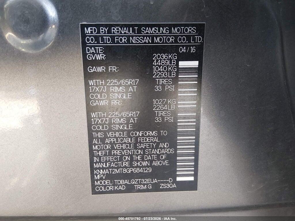 KNMAT2MT8GP684129 2016 NISSAN ROGUE photo no. 9