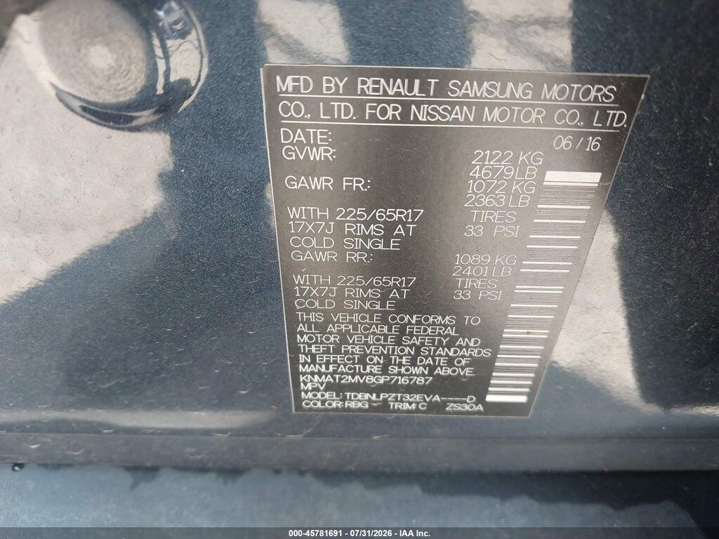 KNMAT2MV8GP716787 2016 NISSAN ROGUE photo no. 9