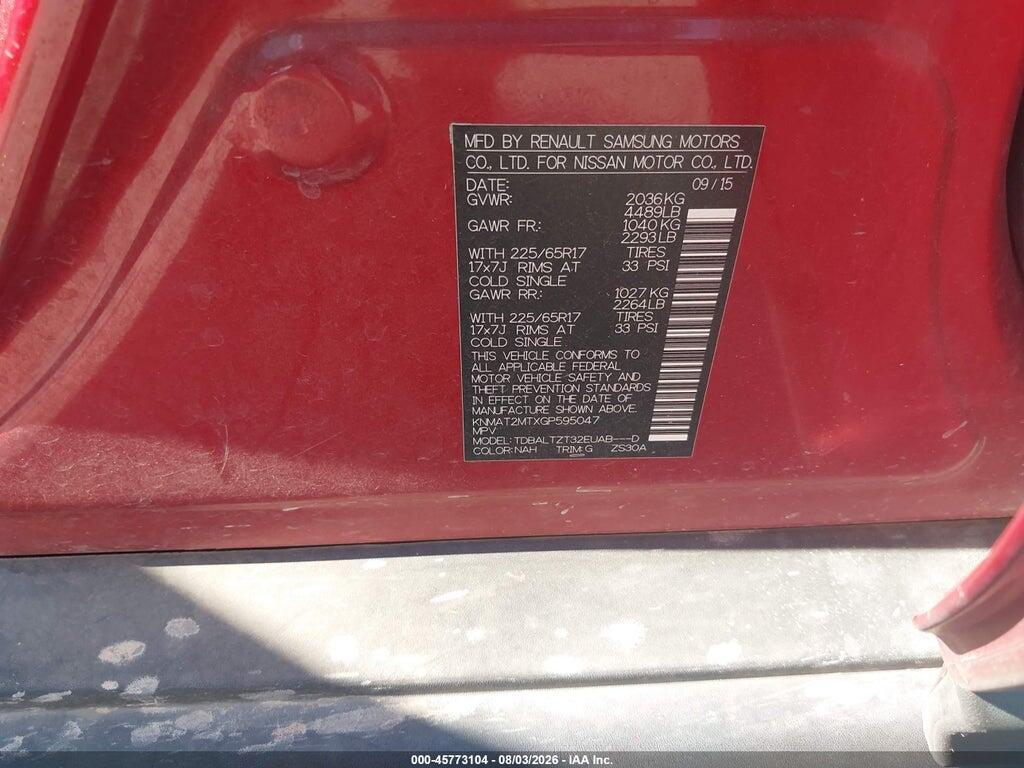 KNMAT2MTXGP595047 2016 NISSAN ROGUE photo no. 9
