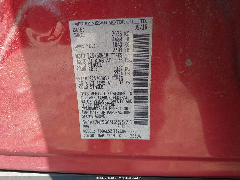 5N1AT2MT9GC925571 2016 NISSAN ROGUE photo no. 9