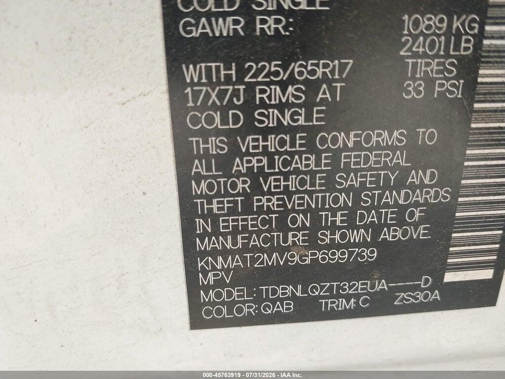 KNMAT2MV9GP699739 2016 NISSAN ROGUE photo no. 9